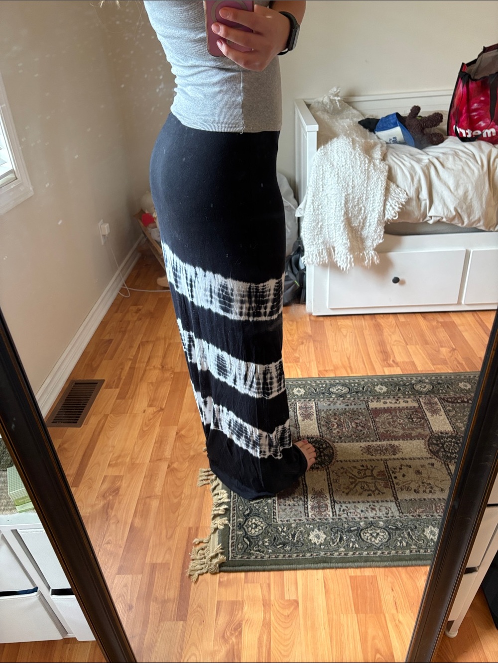Buffalo David Bitton Black and White Tie-Dye Maxi Skirt - Picture 3 of 4